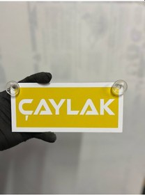 Resim Sarı Renk Üzeri Beyaz Renk Çaylak Yazılı Vantuzlu Cam Süsü 