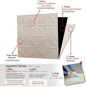 Resim 3 Boyutlu Duvar Paneli Kabartmalı Geometrik Yuvarlak Desen Pvc 41X41 Cm/ 6 Adet /1 M² Beyaz Huş 