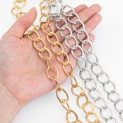 Resim 1 Metre Abartılı Büyük Daire Alüminyum Zincir Metal Dokulu Altın/Gümüş Kaplama Zincir Aksesuarları Takı, Giysi, Kutu Süsleme Zinciri Yapımı İçin Uygun 