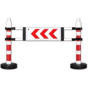 Resim İleri Trafik Dubalı Uyarı Levhalı Bariyer, Viraj Levha 180 x 120 cm 