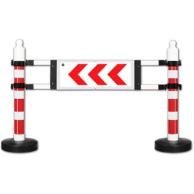 Resim İleri Trafik Dubalı Uyarı Levhalı Bariyer, Viraj Levha 180 x 120 cm 