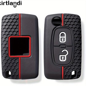 Resim Peugeot 206 106 107 406 207 307 için 2 Düğmeli Silikon Anahtar Kılıfı, Citroen berlingo C1 C2 C3 C4 Xsara Picasso için, aygo için 