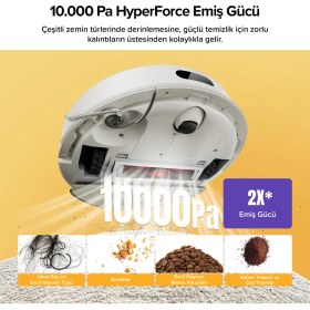 Resim Roborock Q8 Akıllı Robot Süpürge 10000 Pa Emiş Gücü ile Beyaz Sert Zemin Temizliği için Teknoloji 