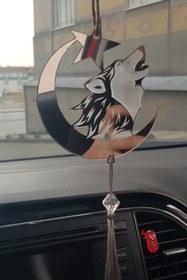 Resim Olur o zaman Bozkurtlu Araba Süsü Pleksi Dikiz Aynası Süsü 