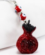 Resim biuti Kırmızı El Yapımı Cam Nazar Taneli Nar Araba Dikiz Ayna Süsü, Hediyelik Yeni Araba Hediyesi 