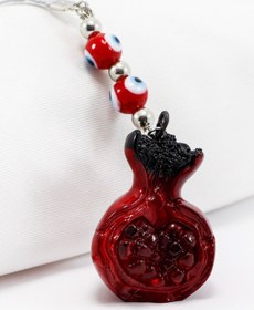 Resim biuti Kırmızı El Yapımı Cam Nazar Taneli Nar Araba Dikiz Ayna Süsü, Hediyelik Yeni Araba Hediyesi 