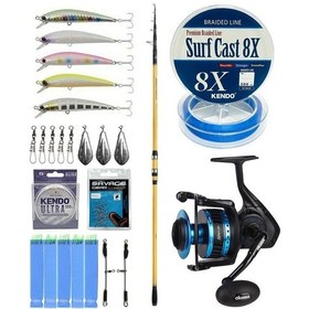 Resim Yekoutdoor Surf Seti Shimano Kamış Beastmaster Fx Surf Tele 4,25m 200g 6pc&okuma Azores 8000 Olta Makinesi 1 Adet 