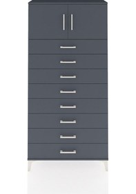 Resim Arges Dolap Tek Raflı 8 Çekmeceli 2 Kapaklı 88x30x182 Antrasit-antrasit Antrasit 