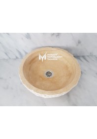 Resim Traverten Dışı Patlatma Yuvarlak Mini Lavabo 