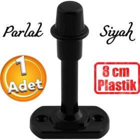 Resim Badem10 Mobilya Kapı Arkası Kolu Stoperi Tamponu (Plastik Siyah 8 cm) Stopu Durdurucusu Tutucu Tutacağı 