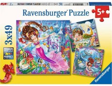 Resim Ravensburger 3x49 Parça Puzzle Walt Disney Mermaid 080632 