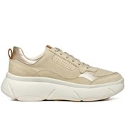 Resim Geox Kadın Bej Nebula 2.0 X Kalın Tabanlı Bağcıklı Deri Sneaker D45nhb022nfc5322 