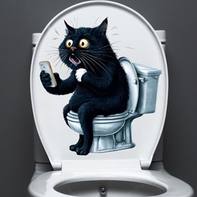 Resim Eğlenceli Kedi ve Telefon Oyunu Banyo Çıkartmaları - Stickerlar, Güzel Ev Dekorasyonları, Oda Dekorasyonları, Oturma Odası Yatak Odası Dekorasyonları, Tuvalet Stickerları, Duvar Stickerları - Stickerlar, Noel Tatili Dekorasyonları 