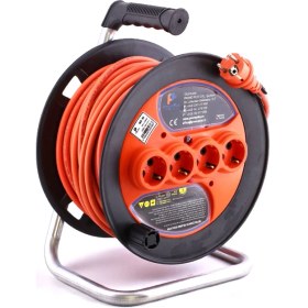 Resim Nzb Seyyar Plastik Makaralı Uzatma Kablosu 3x1.5 mm 30 Metre Termal Sigortalı 4 Prizli Cca Monofaze 