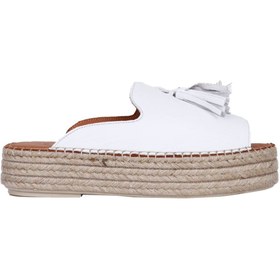 Resim Bueno Shoes Beyaz Deri Kadın Dolgu Topuklu Espadril Terlik 01wq3511 
