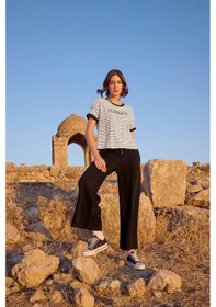 Resim Monamise Kadın Çizgi Desenli "fearless" Eşofman Takımı 23093 Çok Renkli 