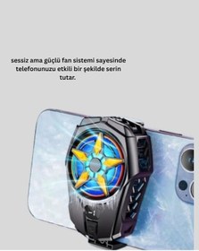 Resim Techmrt Dijital Göstergeli Evrensel Telefon Soğutma Fanı 