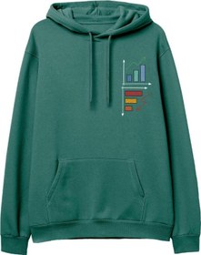 Resim Down Up Baskılı Hoodie-Yeşil 