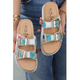 Resim Shoegar Kadın Terlik Vojo Quenn Taş Boncuk Detaylı Beyaz Plaj Kullanımı İçin Konforlu 