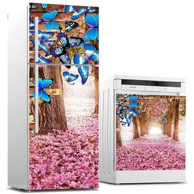 Resim Ve Bulaşık Makinası Beyaz Eşya Sticker Kaplama Kelebek Gül 