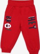 Resim Breeze Erkek Bebek Eşofman Altı Baskılı Cepli Kırmızı (9 Ay-3 Yaş) 