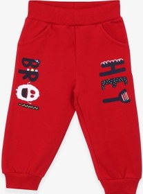 Resim Breeze Erkek Bebek Eşofman Altı Baskılı Cepli Kırmızı (9 Ay-3 Yaş) 