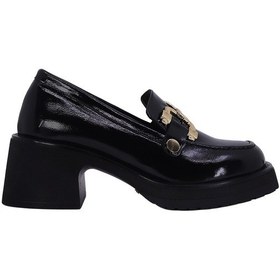 Resim Albini 26101012r Rugan Deri Kadın Topuklu Loafer Siyah 