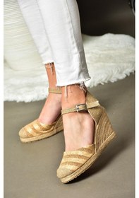 Resim Fox Shoes P241612017 Ten Hasır Dolgu Topuklu Kadın Ayakkabı 