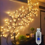 Resim 1 adet 72 LED/96 LED Esnek Salıncak Işığı, Kayın Ağacı Işığı, 8 Modlu Yapay Bitki Salıncak Dekorasyon Işığı, Ev Oturma Odası Gece Lambası, Parti Festivali Dekorasyon Işığı, Doğum Günü Noel Anneler Günü Şükran Günü Mükemmel Hediye 