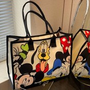 Resim DISNEY Mickey ve Donald Duck Baskılı Kanvas Çanta - Fermuarlı Büyük Kapasiteli Günlük Omuz Çantası, Alışveriş ve Geziler için Dayanıklı Kadın Moda El Çantası, Disney Çanta 