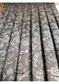 Resim Diletto Kornişe Uyumlu Kahve Gül Desenli Fon Perde Sık Pile / Ütü İstemez Koyu Kahverengi 