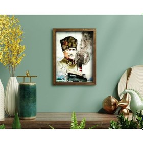 Resim Bk Home Atatürk Tasarımlı Doğal Masif Ahşap Çerçeveli Tablo-16 (551056139) 