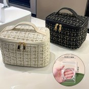 Resim Örgü tasarım moda kozmetik organizatör çantası, çok fonksiyonlu seyahat tuvalet çantası, dış mekan seyahati için büyük kapasiteli sağlam ve dayanıklı Seyahat kozmetik çantası Uygun Pratik depolama Toz geçirmez Depolama Küçük Çanta Seyahat aksesuarları 