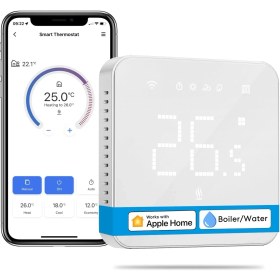 Resim Akıllı Termostat, Kombi Sistemi Kontrolü, Isıtma & Soğutma, Wi-Fi Oda Termostatı, Uzaktan Kontrol, Hassas Isı Ayarı, LED Dokunmatik Ekran, Elektrikli Termostat, Dokunmatik Ekran, Beyaz 