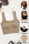 Resim SHİBA Kadın Pamuklu Askılı Crop Pedli Spor Sütyeni Yarım Atlet Shb288625 