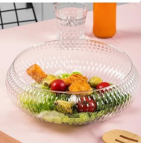 Resim Rustik Salata Kasesi - Büyük Boy 26 Cm Cam Salata Meyve Makarna Sunum Kasesi - El Yapımı Şeffaf 