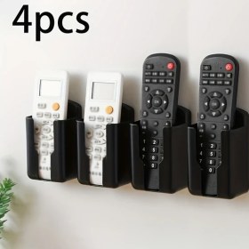 Resim Willowhaven 4 Parça Siyah Duvara Monte Uzaktan Kumanda Organizer, Tv Klima Ofis Depolama Siyah 