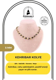 Resim OSMANLI DOĞAL TAŞ Sertifikalı Kehribar (fosilleşmiş Çam Reçinesi) Kolye 5 Mm - M378 