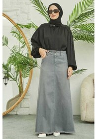 Resim 2252-denim Püsküllü Etek Gri Gri 