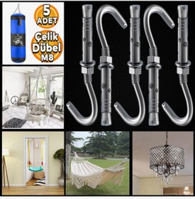 Resim Kanca Açık Kancalı Çelik Dübel Gömlekli M8x100 (5 Adet) 