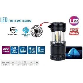 Resim Klaus Ke47720 Fanlı Kamp Lambası 3w 200lumen 3 X Aa Pil Dahil Siyah 
