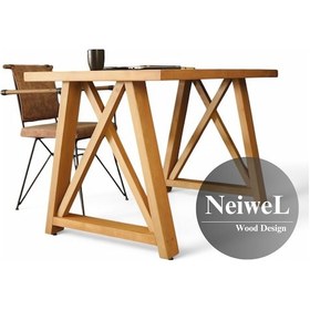 Resim Neiwel Wedel Doğal Ahşap Çalışma Ve Ofis Masası-70cm-180cm Açık Ceviz 