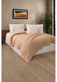 Resim Çift Kişilik 4 Parça Pike Takımı Çeyizlik, Pamuklu Pike Seti Legacy - Bej Cappuccino 