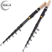 Resim 1 adet MBLN Karbon Fiber Teleskopik Olta Kamışı, Ahşap Saplı Kısa Deniz Kamışı, Orta Ağırlık, Döner Aksiyon, Trolling Tekniği, Çoklu Uzunluklar (1.8-3.6m/5.91-11.81ft), Kompakt Katlanır Tasarım (30-70cm) 
