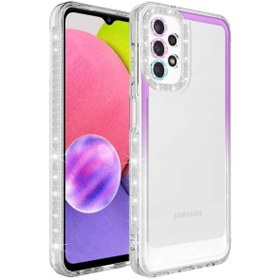 Resim Samsung Galaxy A52 Kılıf Simli Renkli Parlak Kamera Lens Korumalı Transparan Kapak 