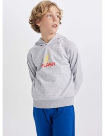 Resim Defacto Erkek Çocuk The Flash Kapüşonlu Kalın Sweatshirt B3589A823WNGR210 