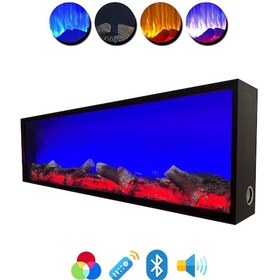 Resim Arif Şömine Dekoratif Elektrikli Yapay Şömine - 160x40x15 Cm - Kumandalı, Bluetooth Özellikli 