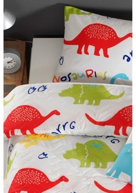 Resim Enlora Home Kapitone Yatak Örtüsü Seti Tek Kişilik Dinazorus Beyaz 