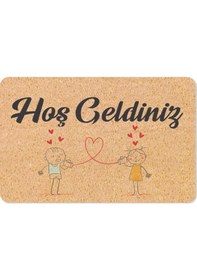 Resim Kopya - Hoş Geldiniz Yazılır Coco Görünümlü Dekoratif Dış Kapı Önü Ve Iç Mekan Paspası Metalik 