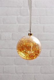 Resim EGLO İç mekan için LED Noel küresi, asmak için ışıklı cam küre, ışıklı küre amber askı, sıcak beyaz, elektrikle çalışma, çap 15 cm, 410591, bakır 
